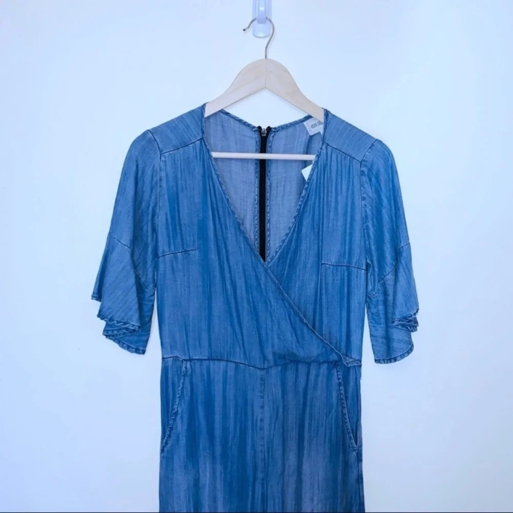 NWT 4our Dreamers Denim Cropped Wide Leg Jumpsuit